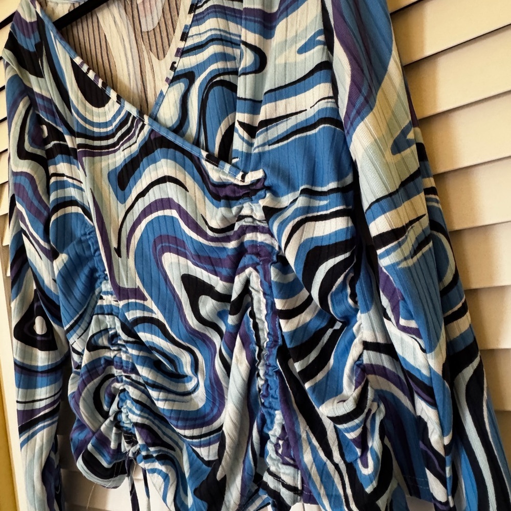 Stylish Blue and Purple Long Sleeve Top